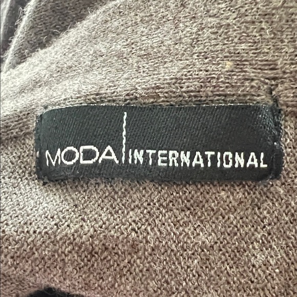 Moda international cashmere cotton Women\'s Tan Open Front wrap Cardigan Sz XL
